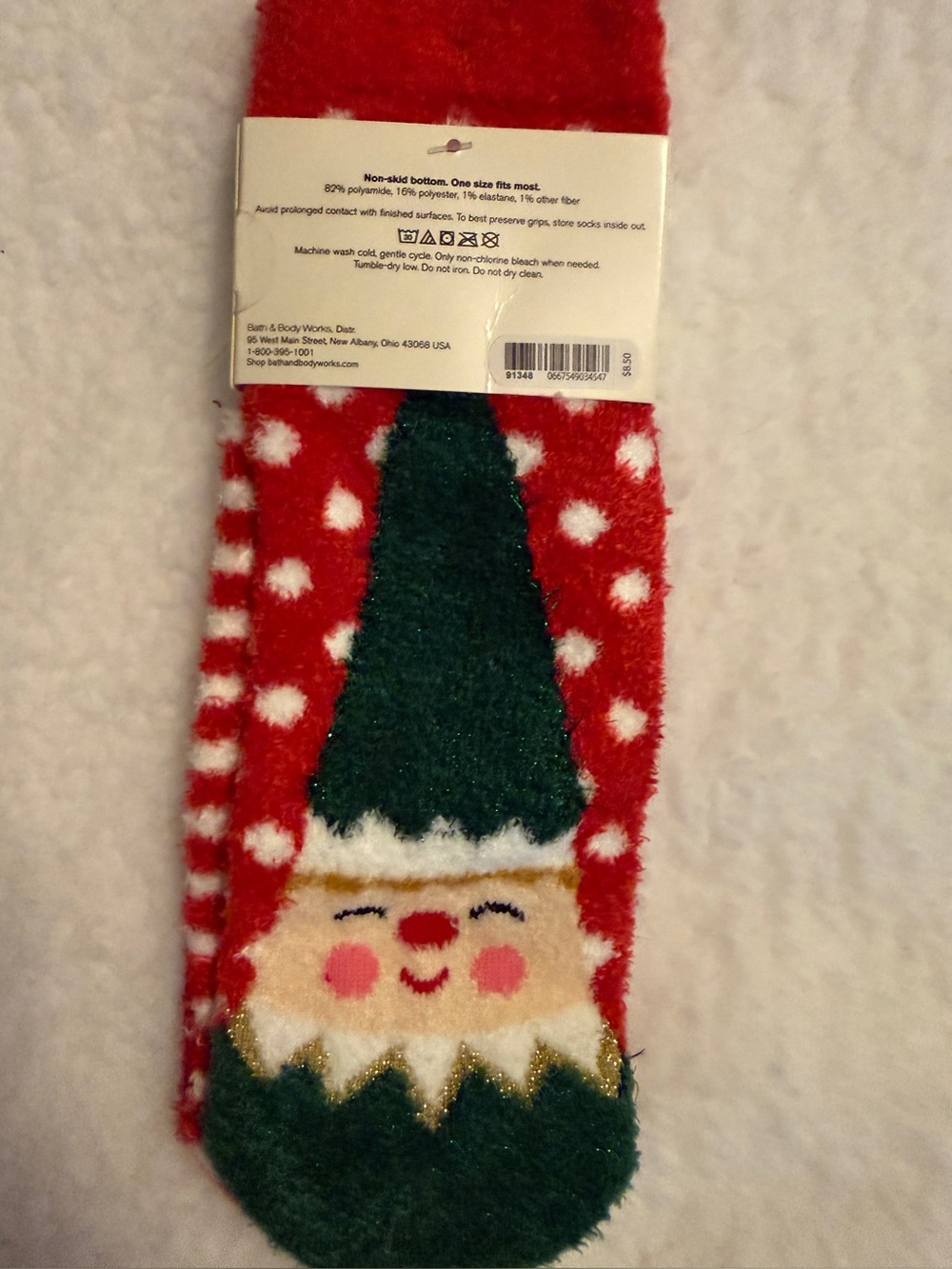 Bath & Body Works Red Christmas Elf Fuzzy Holiday socks shea infused